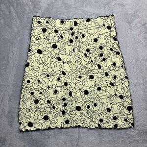 Haystacks Skirt Womens OS Yellow Cream‎ Floral Stretch USA Boho Lettuce Seam
